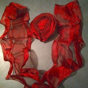 Red Sheer Rose Pendant and Belt Set